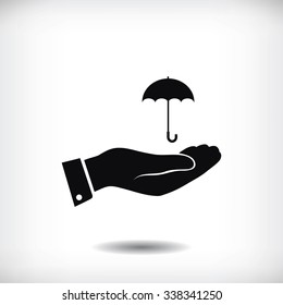 umbrella with hand icon