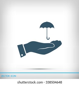 umbrella with hand icon