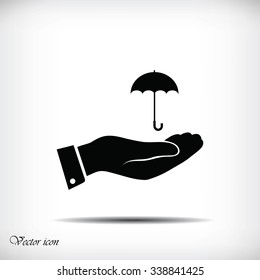 umbrella with hand icon