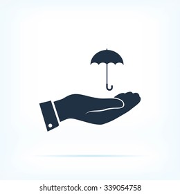 umbrella with hand icon