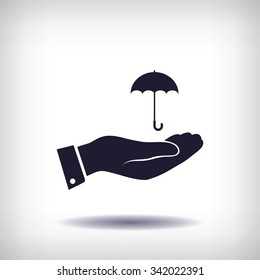 umbrella with hand icon