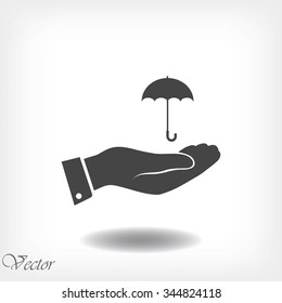 umbrella with hand icon