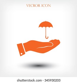 umbrella with hand icon