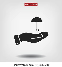 umbrella with hand icon