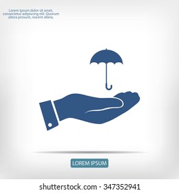 umbrella with hand icon