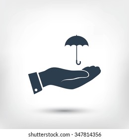 umbrella with hand icon