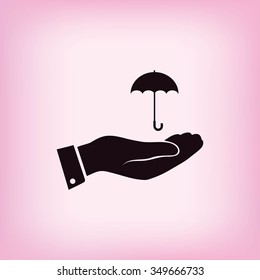 umbrella with hand icon