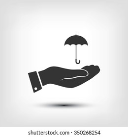 umbrella with hand icon