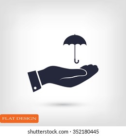 umbrella with hand icon
