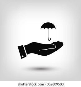 umbrella with hand icon