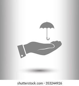 umbrella with hand icon