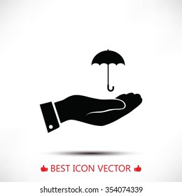 umbrella with hand icon