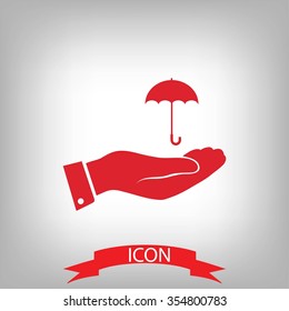 umbrella with hand icon