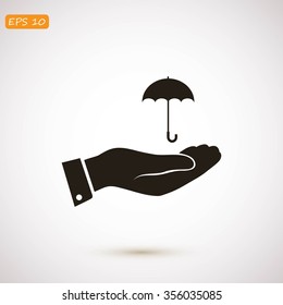 umbrella with hand icon