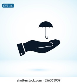 umbrella with hand icon