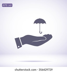 umbrella with hand icon
