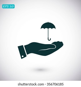 umbrella with hand icon