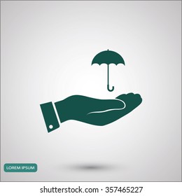 umbrella with hand icon