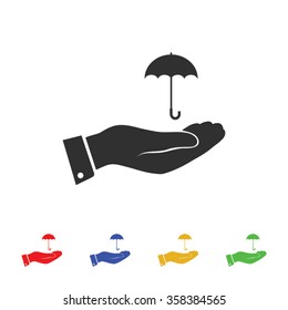 umbrella with hand icon