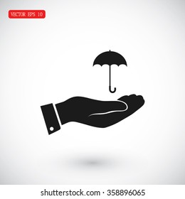 umbrella with hand icon