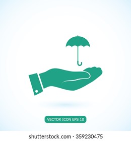 umbrella with hand icon