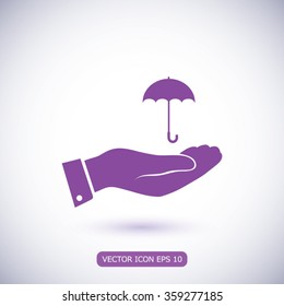 umbrella with hand icon