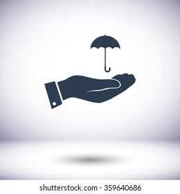 umbrella with hand icon