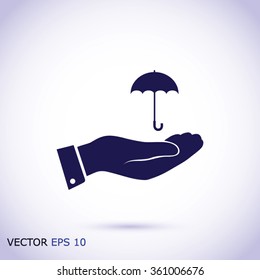 umbrella with hand icon