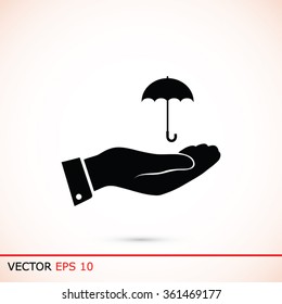 umbrella with hand icon