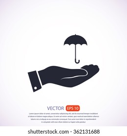 umbrella with hand icon