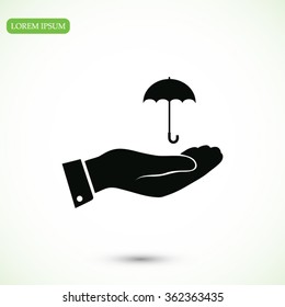 umbrella with hand icon