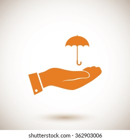 umbrella with hand icon