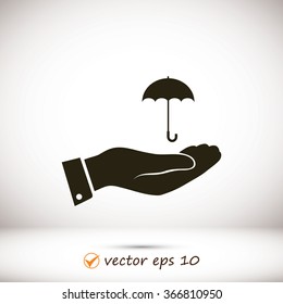 umbrella with hand icon