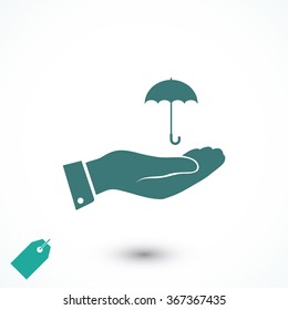 umbrella with hand icon