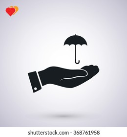 umbrella with hand icon