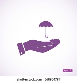 umbrella with hand icon