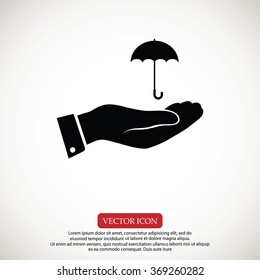 umbrella with hand icon