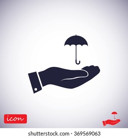 umbrella with hand icon
