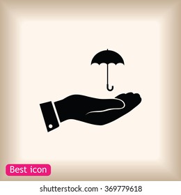 umbrella with hand icon