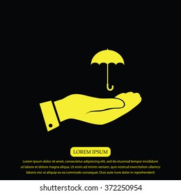 umbrella with hand icon