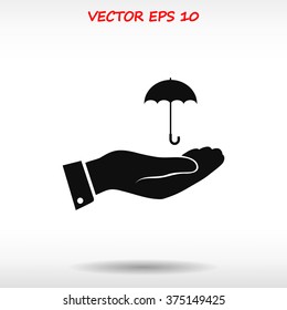 umbrella with hand icon