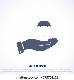 umbrella with hand icon