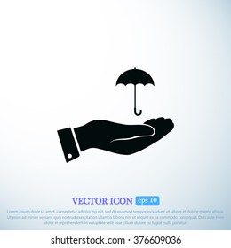 umbrella with hand icon