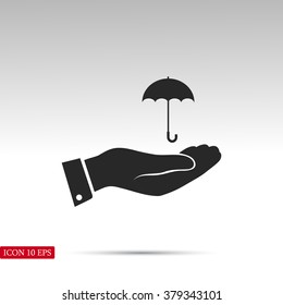 umbrella with hand icon