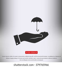 umbrella with hand icon