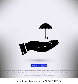 umbrella with hand icon