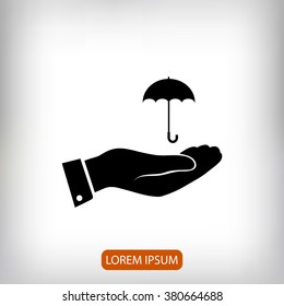 umbrella with hand icon