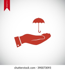 umbrella with hand icon