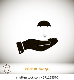 umbrella with hand icon