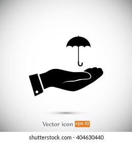 umbrella with hand icon